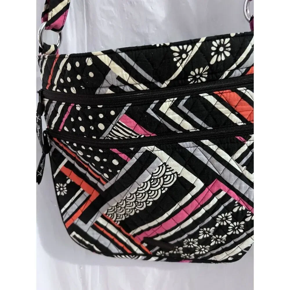 Vera Bradley Black Pink Geometric Pattern Crossbody Bag